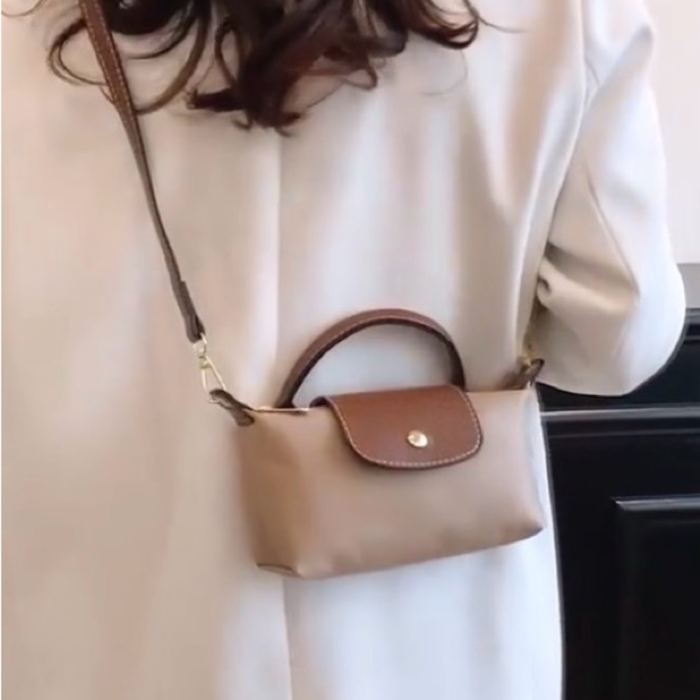 Mini Top-Handle Beige Bag
